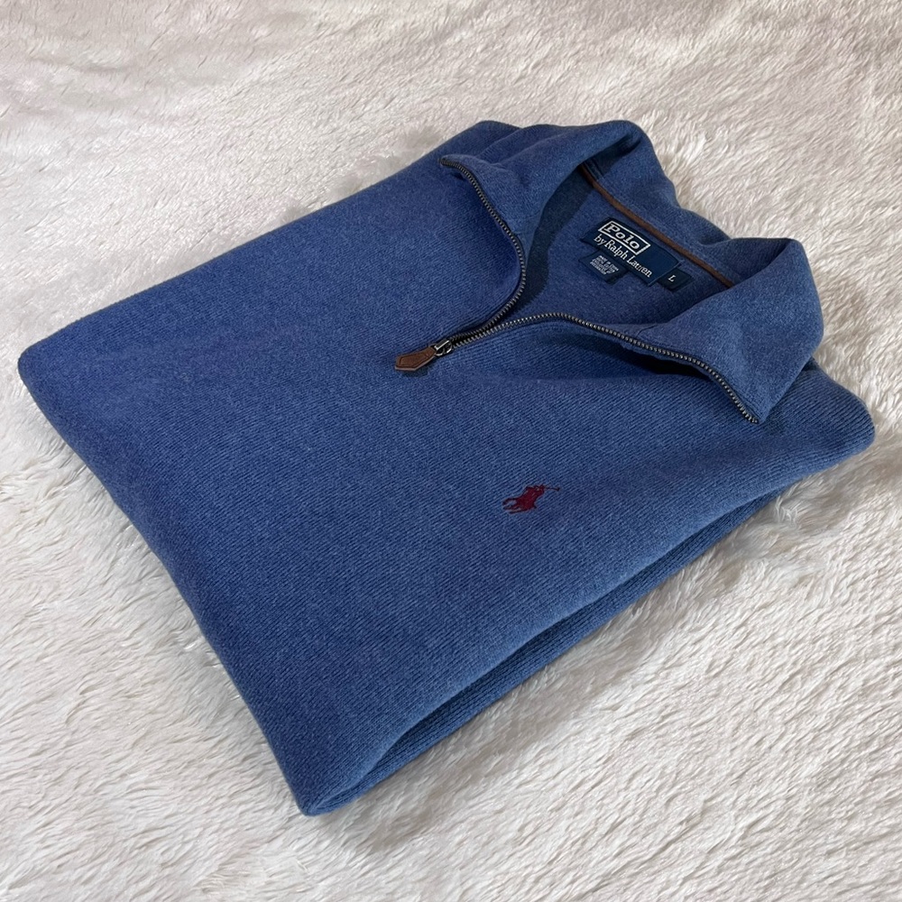 Polo Ralph Lauren Mens Half Zip French Rib Cotton Sweater